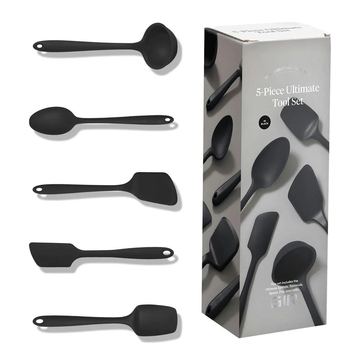  GIR 5-Piece Silicone Utensil Set Black GIRBDLE5UP111BLK — product photo