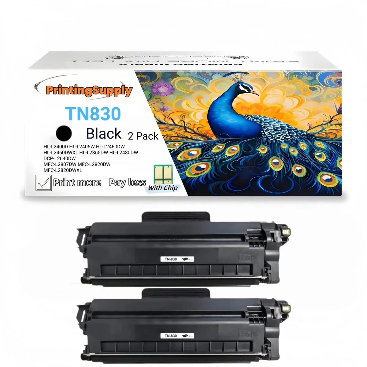 Aster Graphics Inc Aster Graphics Inc TN-830 2 Pack Black Toner Cartridge 1200 Pages — product photo