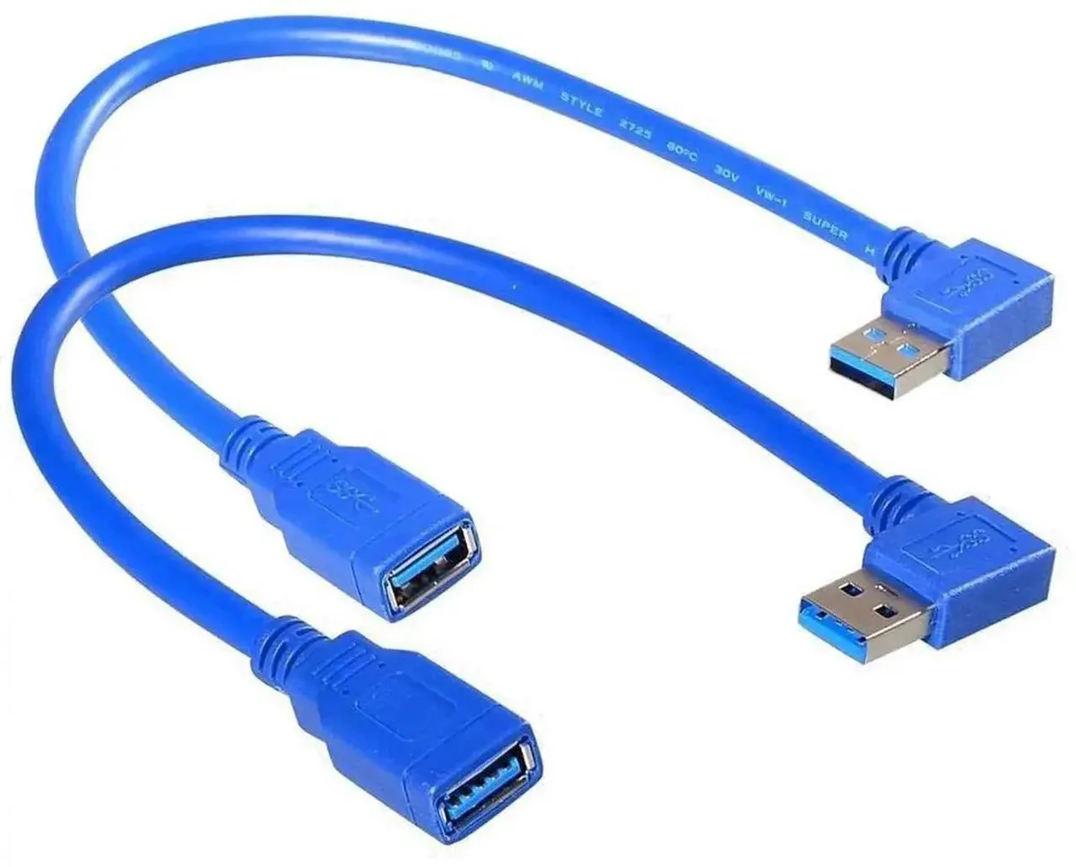 AJMRTC AJMRTC USB 3.0 extension cable 2-pack 90° left right 30cm blue — product photo