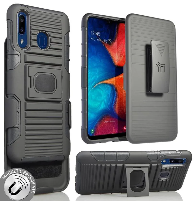 Nakedcellphone Nakedcellphone Magnetic Grip Ring Stand Case + Belt Clip Holster for Samsung Galaxy A20/A30 — product photo