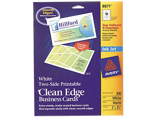 Avery Avery 8871 Clean Edge Business Cards Matte 2 x 3.5 in 200 pk — product photo