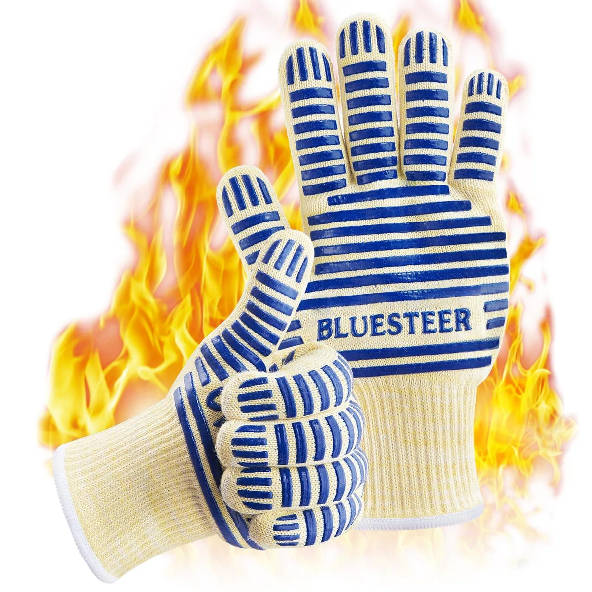  BLUESTEER Oven Gloves Heat Resistant 540°F Blue Pack of 2 — product photo
