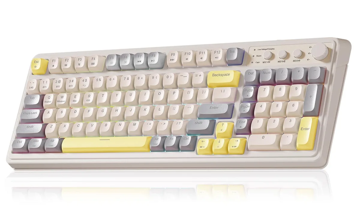 Vszerda Vszerda S99 Gaming Keyboard Grey &amp; Yellow 99 Keys Bluetooth 5.0 2.4GHz USB-C — product photo
