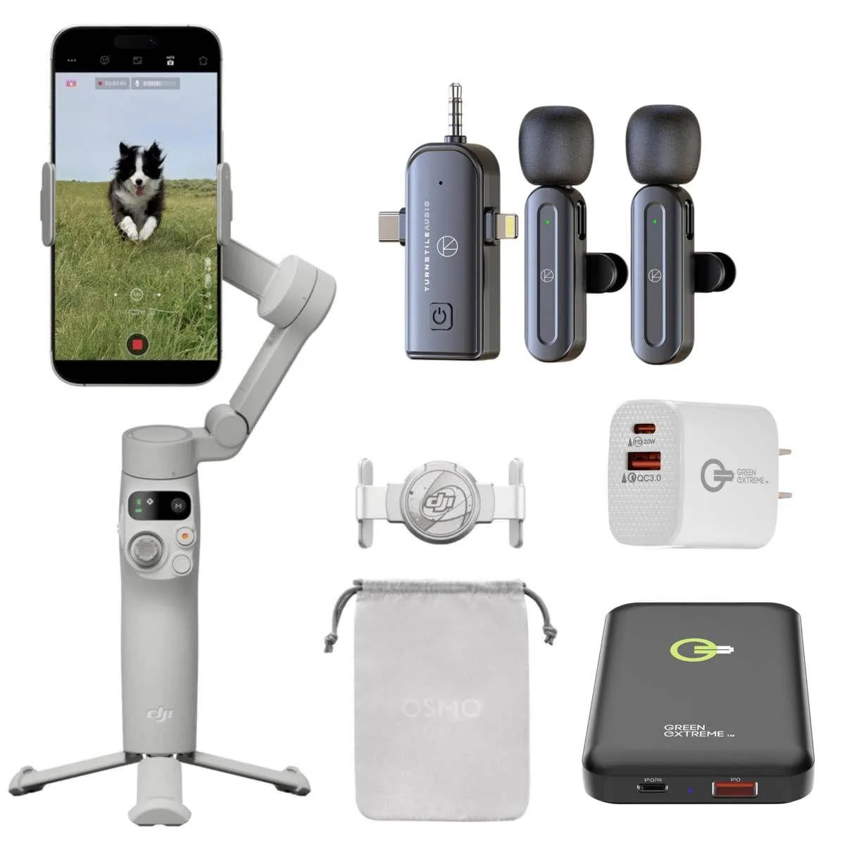 DJI DJI Osmo Mobile 7 Gimbal Stabilizer with Wireless Mic Set and 20W Charger — product photo