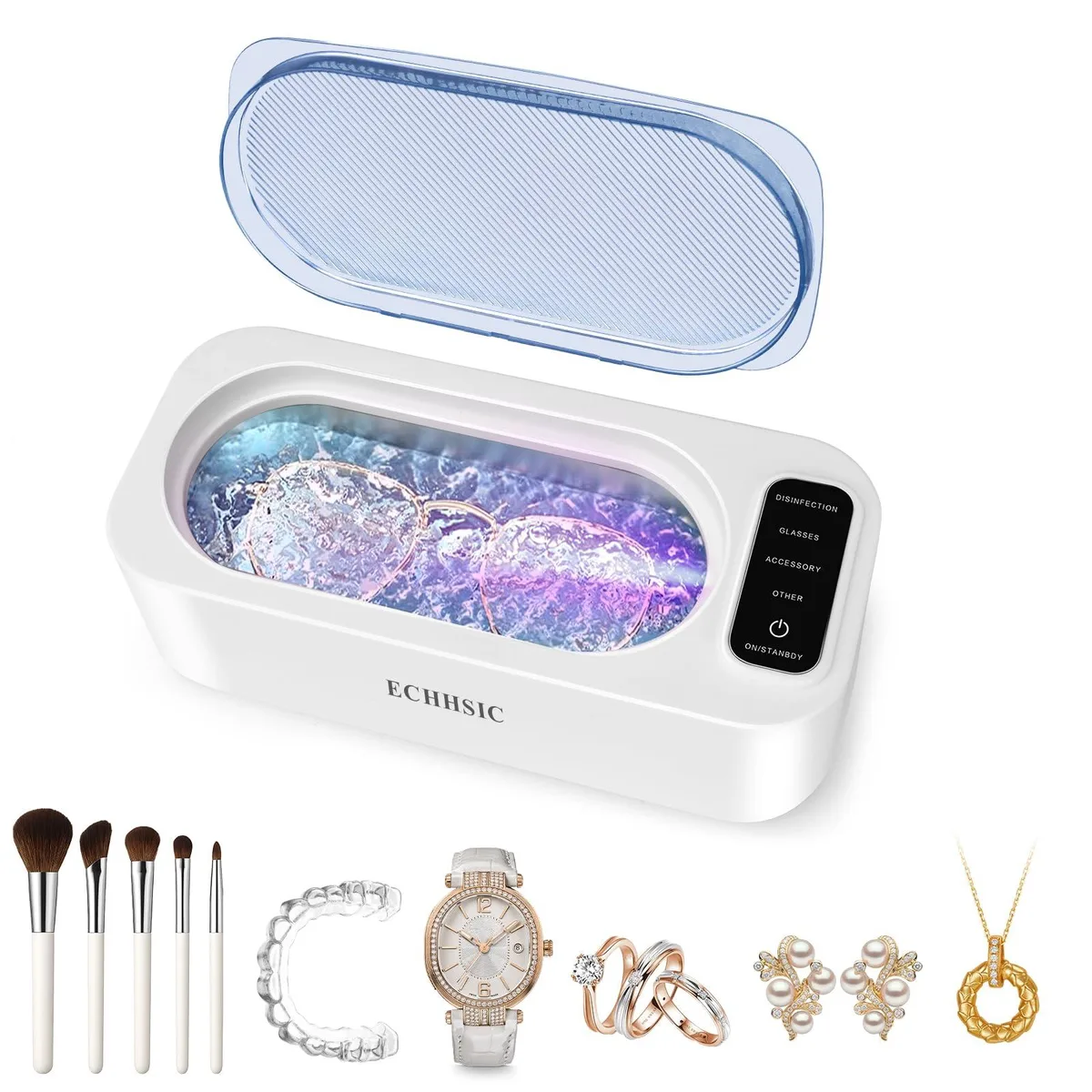 Ultrasonic Jewelry Cleaner 47kHz 304 Stainless Steel Tank — product photo