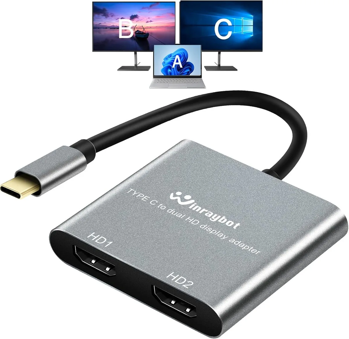 FLEANE FLEANE USB-C to Dual HDMI Adapter 4K 60Hz 30Hz — product photo