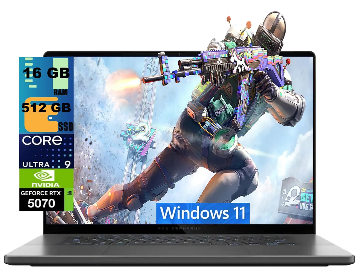 ASUS ASUS ROG Zephyrus G16 laptop Ultra 9 285H RTX 5070 16GB 512GB 16 2.5k OLED 240Hz Grey — product photo