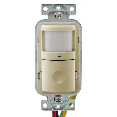 Ivory wall-mount occupancy sensor with single button and PIR lens