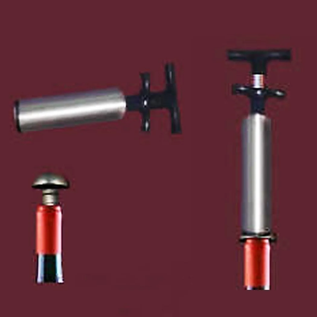 Chrome wine vacuum sealer with two corks, compact handheld design