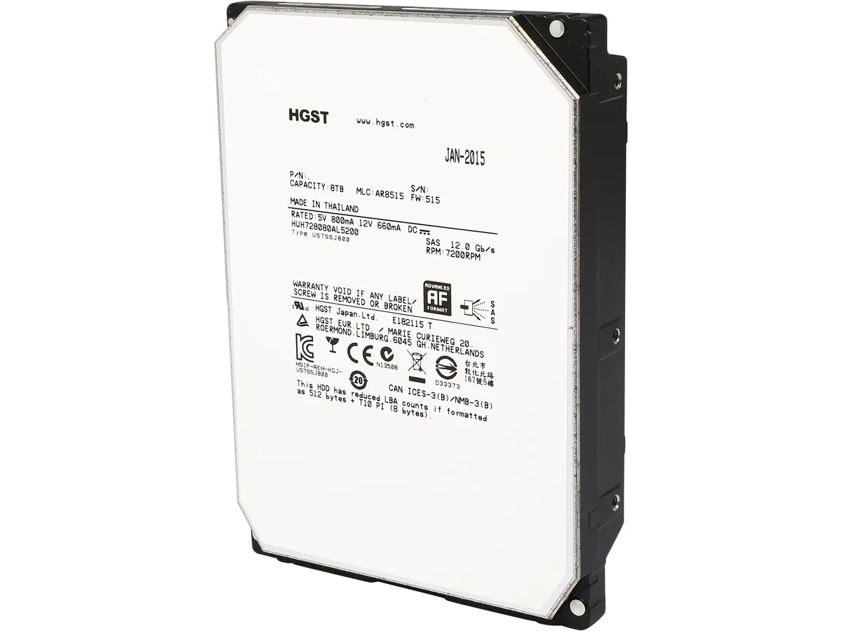HGST HGST Ultrastar He8 0F23268 8TB 7200 RPM 128MB SAS 12Gb/s 3.5" internal hard drive — product photo