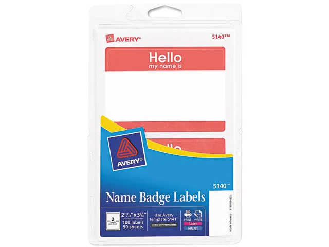 Avery Avery 5140 Print/Write Self-Adhesive Name Badges Red 100/Pack — product photo