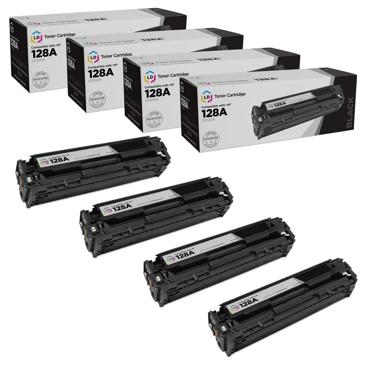 LD Products LD Products HP 128A CE320A Black Toner Cartridge 4-Pack 2000 Pages — product photo