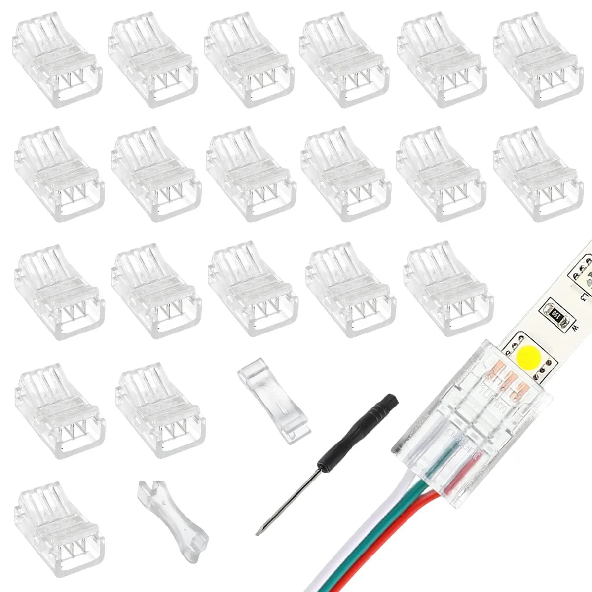 EPLZON 3 Pin 10 mm LED Strip Wire Cap Connectors 20pcs — product photo