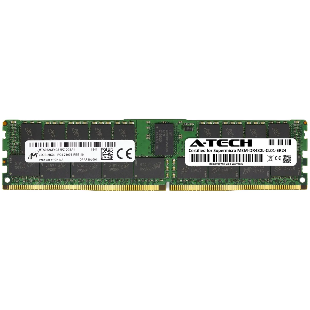 A-Tech A-Tech 32GB DDR4 2400MHz ECC Registered RDIMM 2Rx4 Supermicro Certified server RAM — product photo