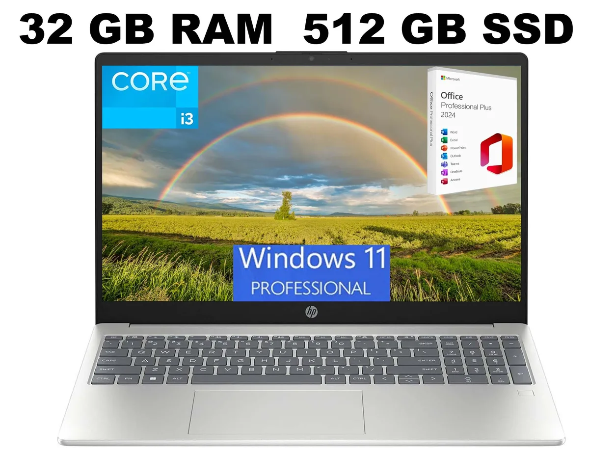 HP HP 15 laptop 32GB 512GB SSD i3-N305 8-core Silver — product photo