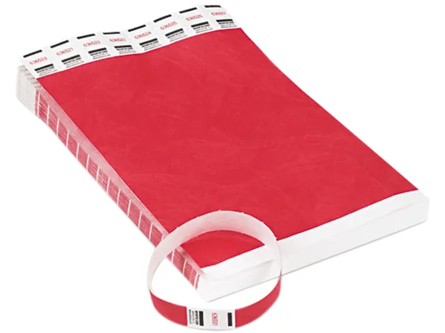 Advantus Advantus 75510 Sequentially Numbered Tyvek Wristbands Red 500/Pack — product photo