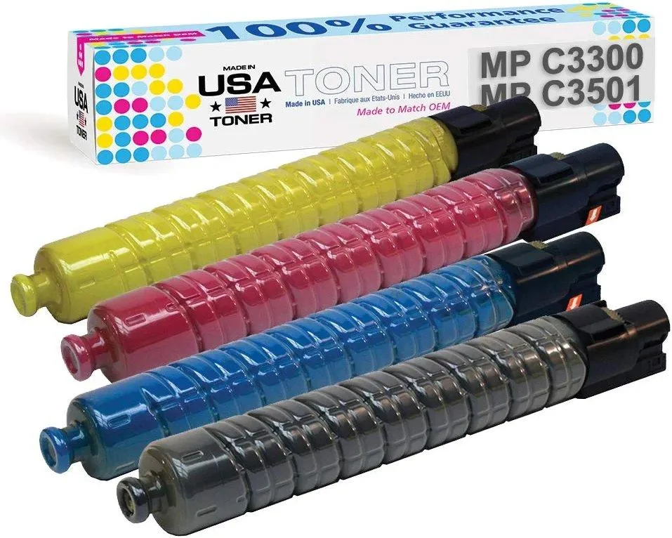 MADE IN USA TONER MADE IN USA TONER Compatible 4-Pack for Ricoh MP C2800 C3300 (Black Cyan Magenta Yellow) — product photo