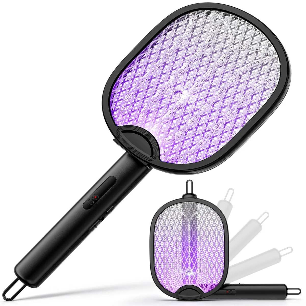 WOCVRYY Electric Fly Swatter 4000V 1800mAh 180° Foldable Black — product photo