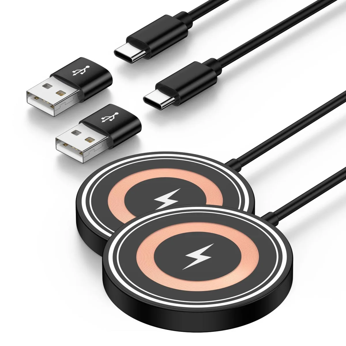 No Sew No Sew Magnetic Wireless Charger 15W 4FT USB-C/A 2Pack — product photo