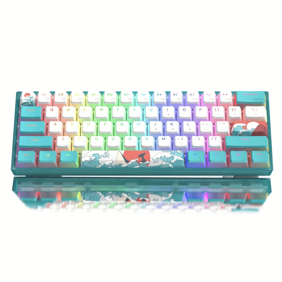 Womier Womier WK61 V2 60% Gaming Keyboard Blue Linear Red Switch 61 Keys Hot-Swappable PBT Keycaps RGB Wired — product photo