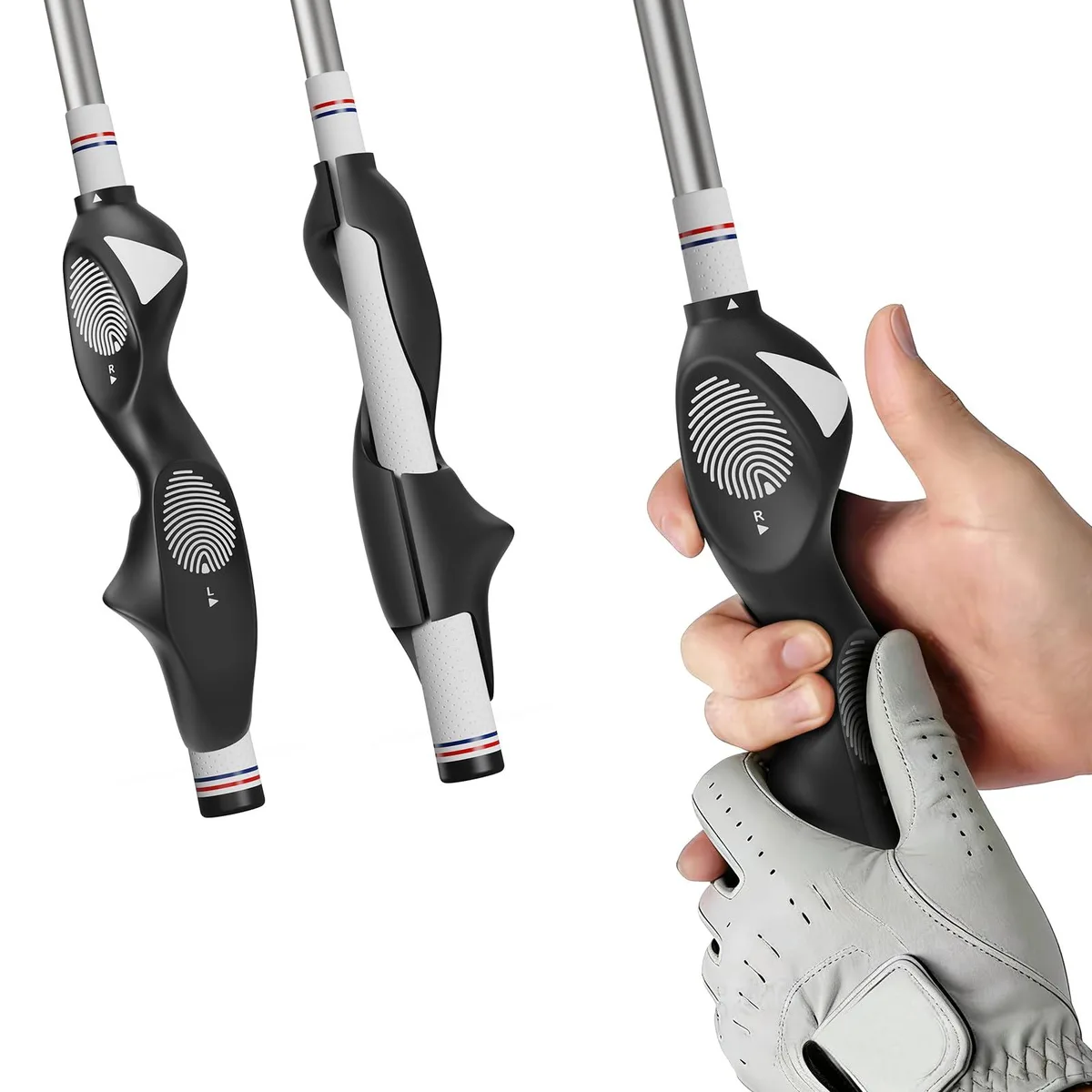 Golf Grip Trainer Silicone Full-Cover Swing Training Aid Right-Handed Black — product photo