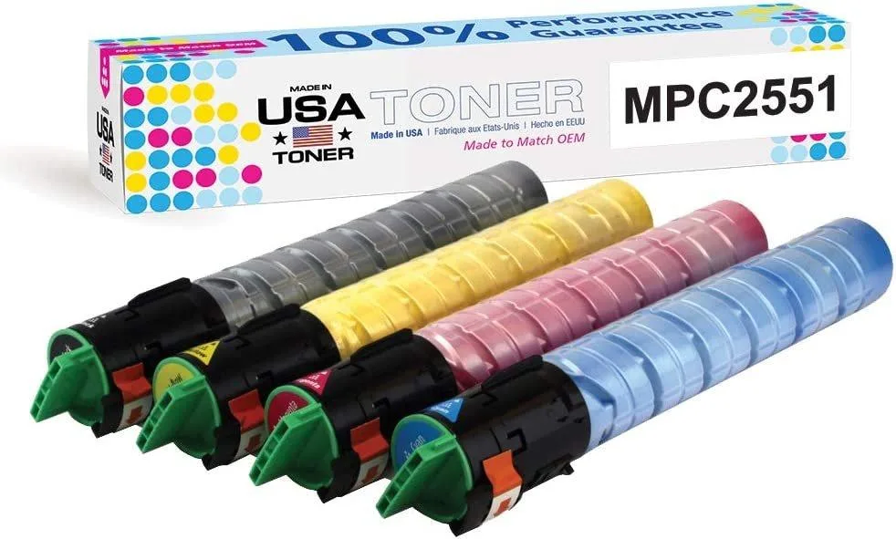 MADE IN USA TONER MADE IN USA TONER Compatible Ricoh MP C2551 MP C2051 CMYK 4 Pack Toner Cartridges — product photo