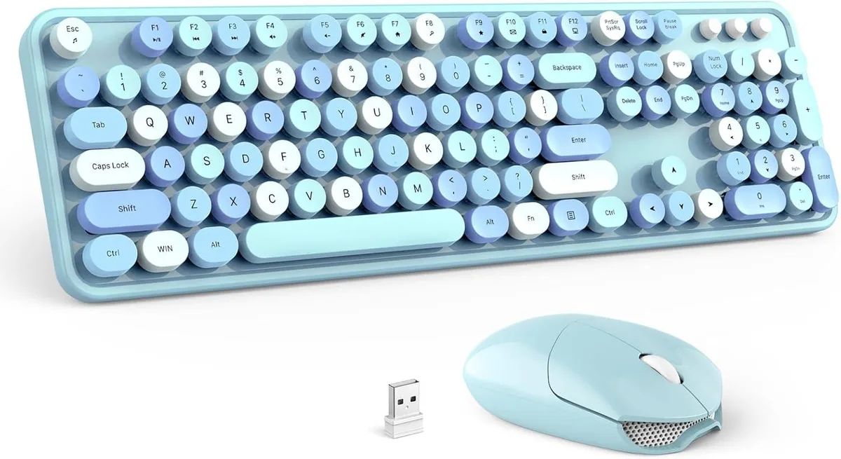 TUKO TUKO GEEZER Sky Blue Wireless Keyboard and Mouse Combo 104 Keys 2.4 GHz — product photo
