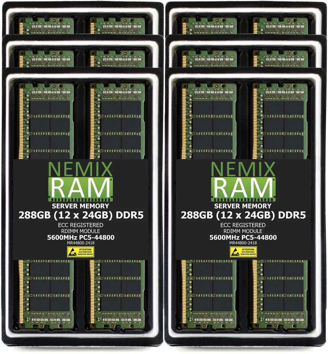 NEMIX RAM NEMIX RAM 288GB 12x24GB DDR5 5600 2Rx8 1.1V ECC RDIMM Server Memory Kit — product photo