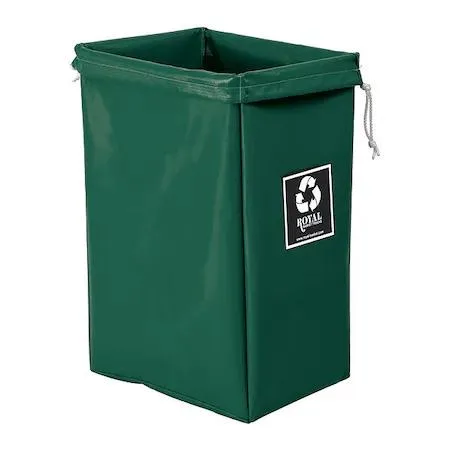 Green vinyl hamper bag, rectangular, 30 by 16 by 15 inches, 4.2 cu ft