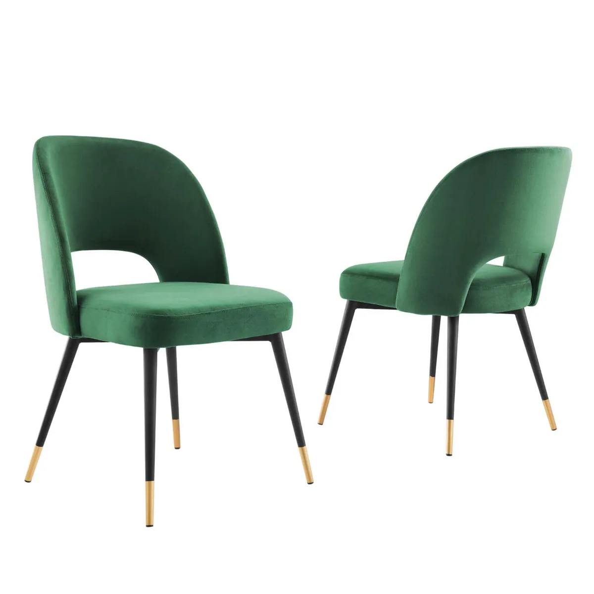 LexMod LexMod Rouse Performance Velvet Dining Side Chairs Set of 2 Emerald home accent — product photo