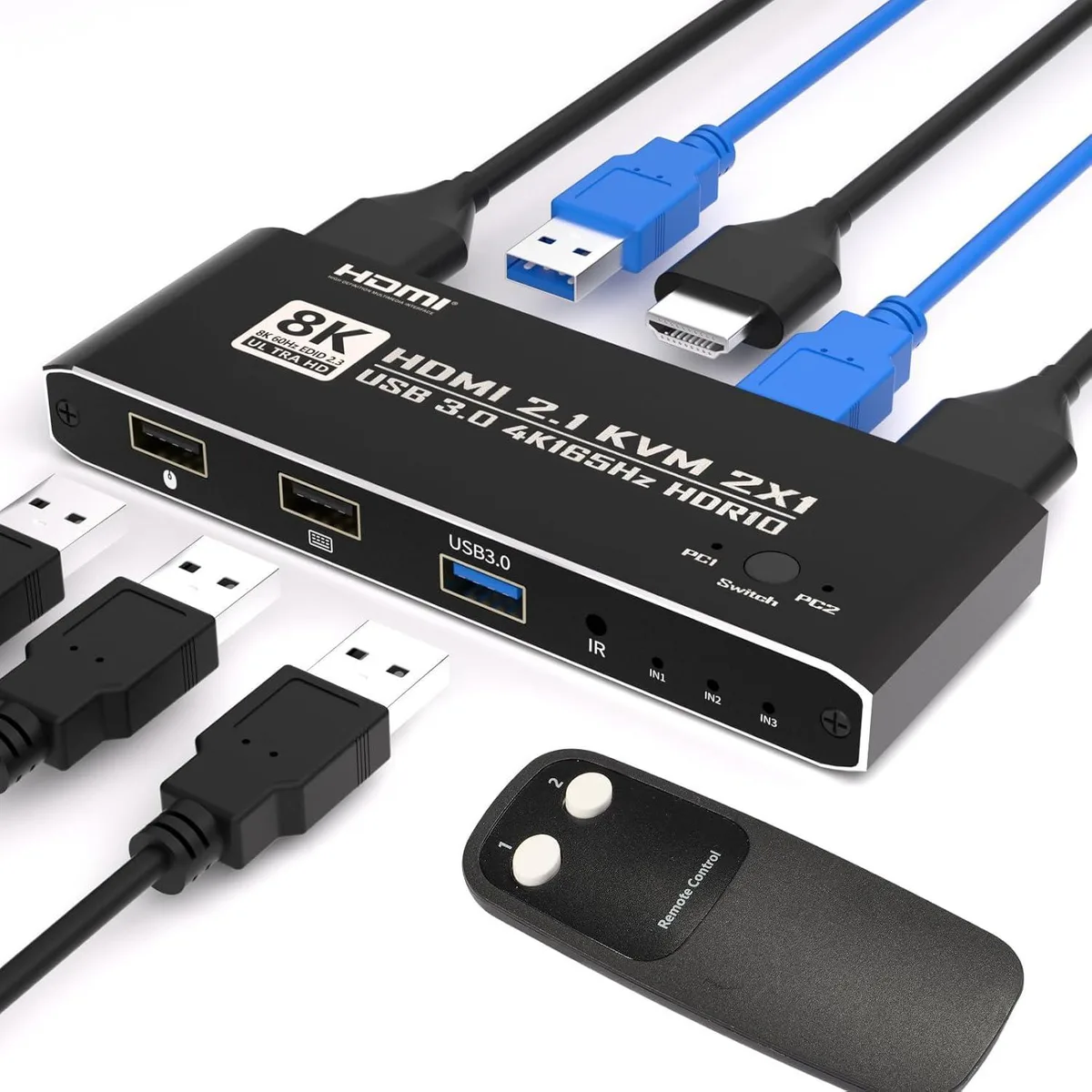 WRIARICH WRIARICH OZK1-2 2 Port HDMI KVM Switch 8K@60Hz 4K@165Hz USB 3.0 — product photo