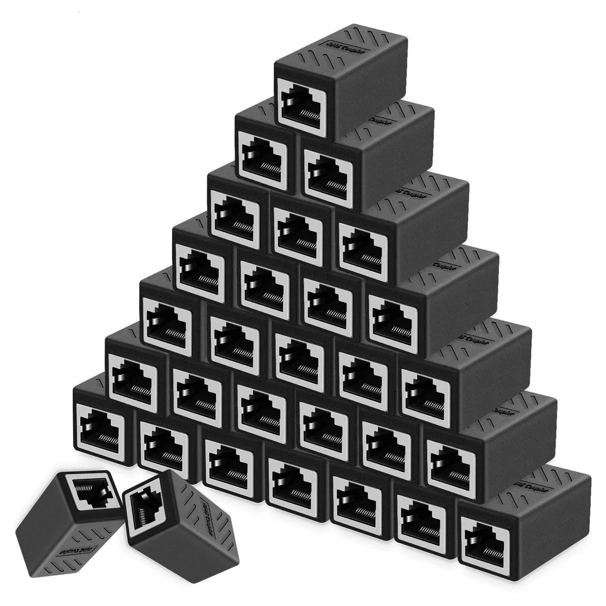 BFKK BFKK RJ45 Shielded Female-to-Female Coupler Cat7/Cat6/Cat5e/Cat5 Black 30 Pack — product photo