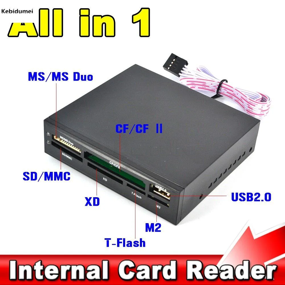 Hetai Tech Hetai Tech 8-in-1 Internal Card Reader USB 2.0 3.5" Bay SDHC Micro SD MMC CF XD TF — product photo