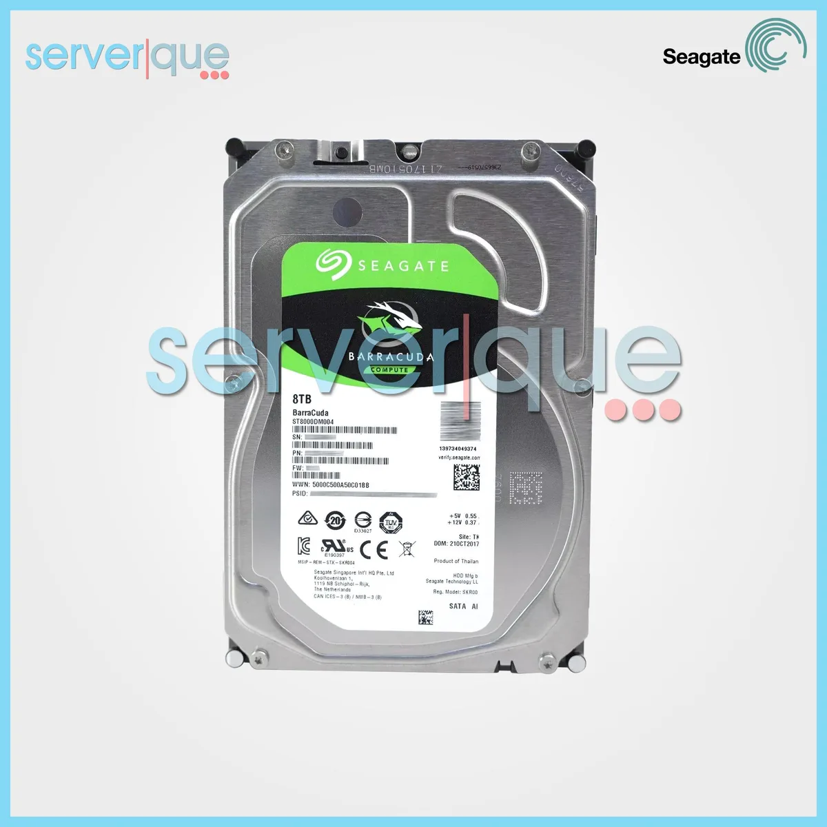 Seagate Seagate BarraCuda ST8000DM004 8TB 5400 RPM SATA 6.0Gb/s 256MB 3.5" internal hard drive — product photo