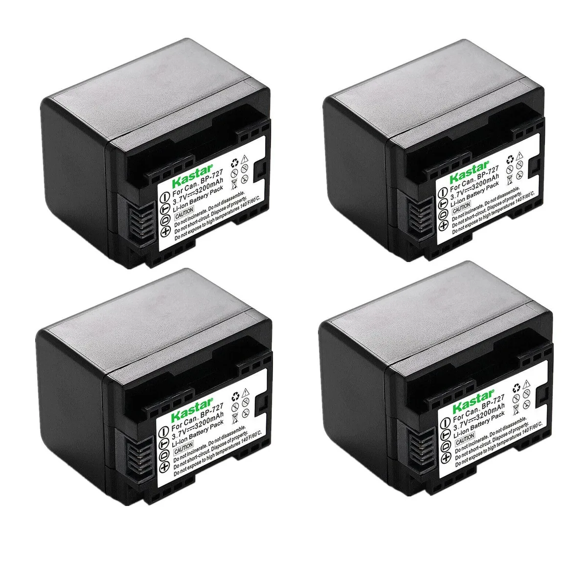 Kastar Kastar 4-Pack BP-727 3.7V 3200mAh camera battery — product photo