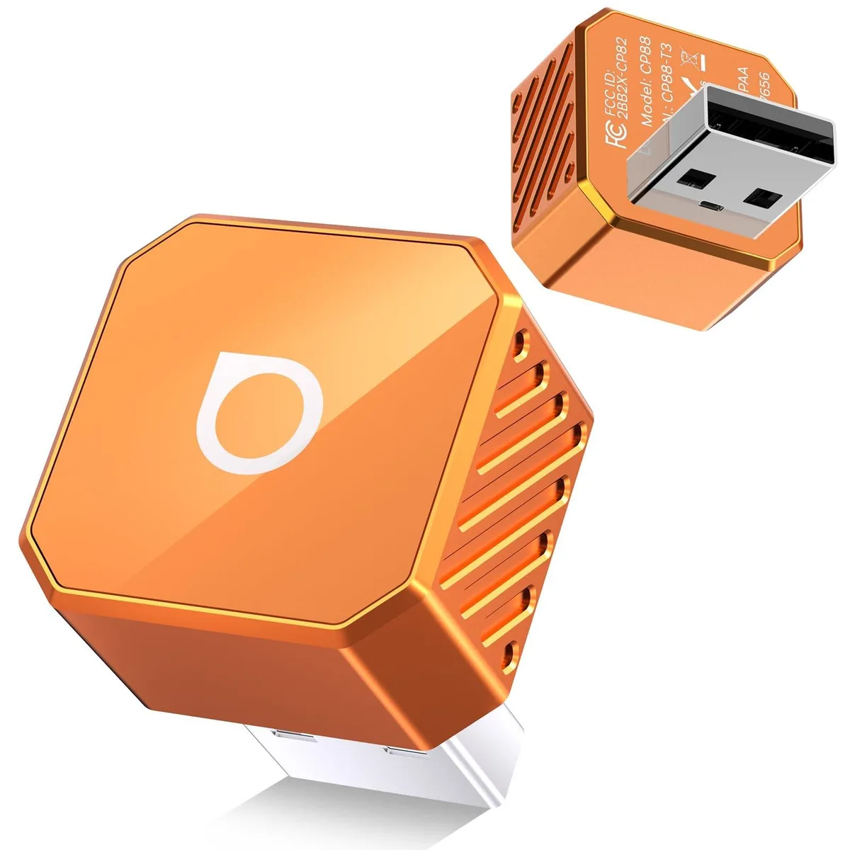 Small aluminium dongle with USB-A plug and rounded matte finish