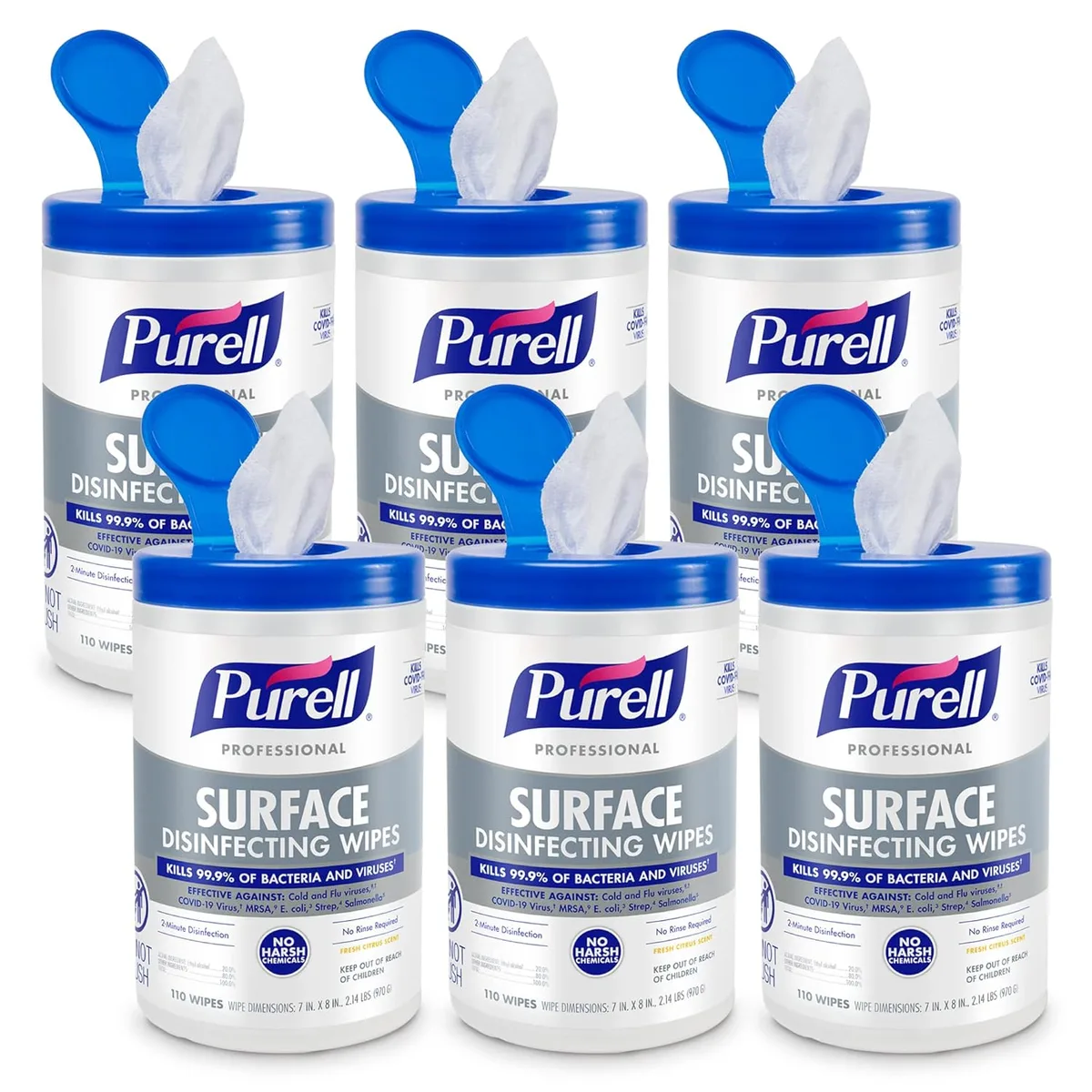Purell Purell 9342-06CS Home Health Care Wipes Citrus 110ct 6 Pack — product photo