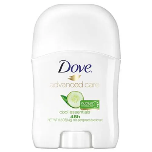 Small white deodorant stick with blue cap .5 oz