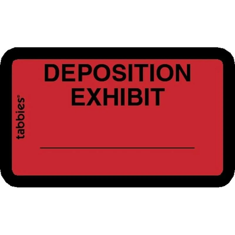 Red self-adhesive paper labels printed "DEPOSITION EXHIBIT" with blank writing space, 252 pack