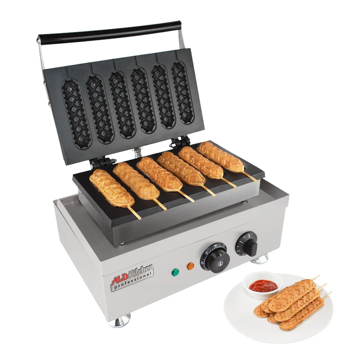 ALDKitchen ALDKitchen AP-527 Commercial Waffle Maker 6 Hot Dogs 110V — product photo