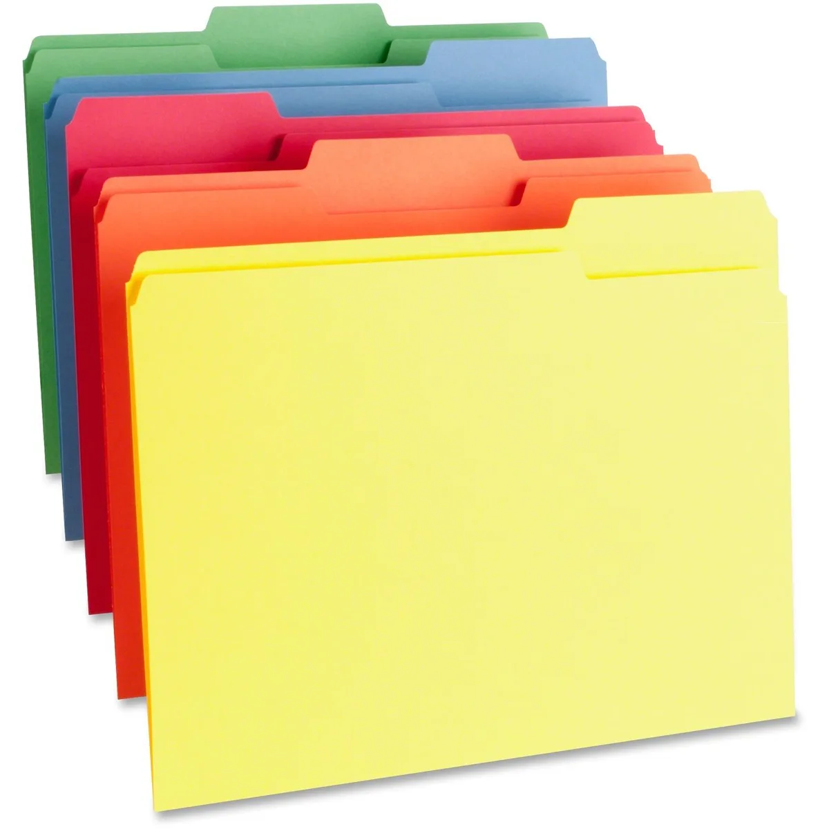 Business Source Business Source 65780 File Folder 1-Ply 1/3 Cut Tabs Letter 100/BX Assorted — product photo