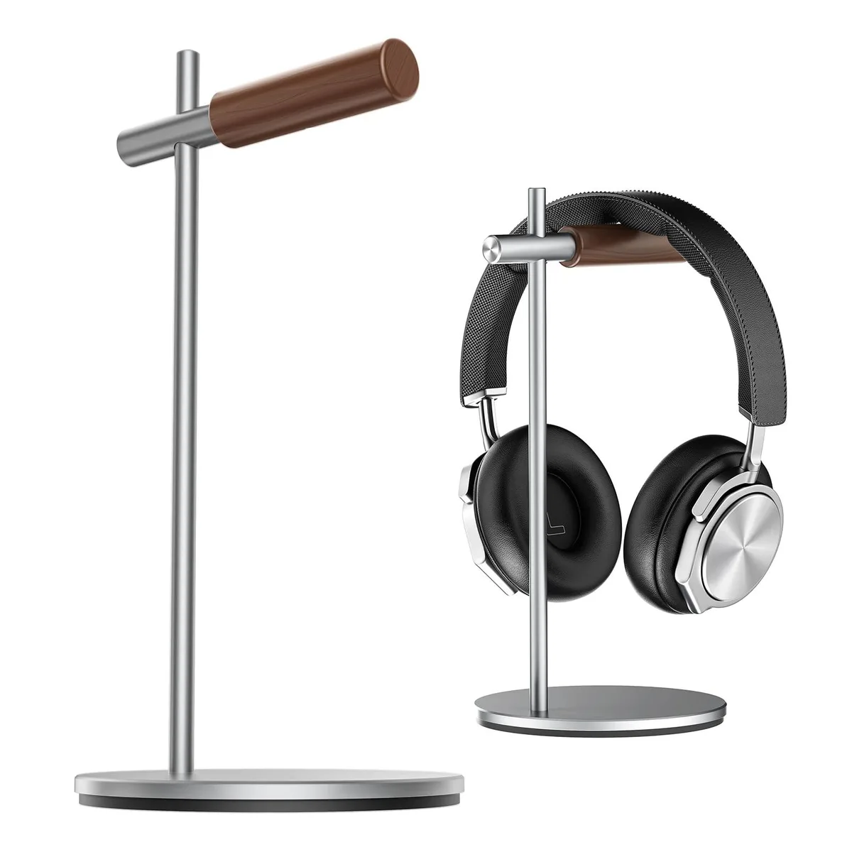 Bipra Bipra Oak Headphone Stand Silver 2 in 1 accessory — product photo