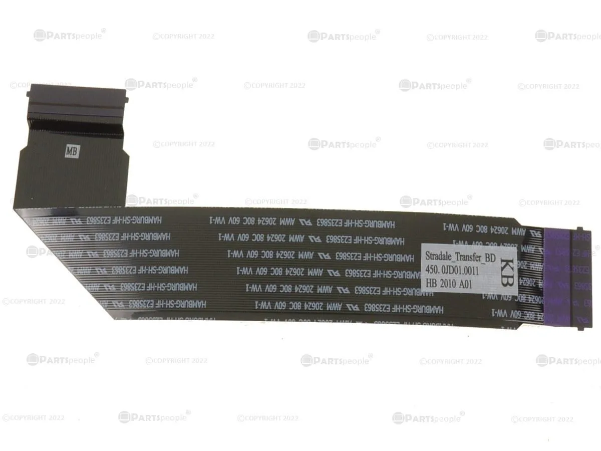 Flat orange ribbon cable with connectors at both ends