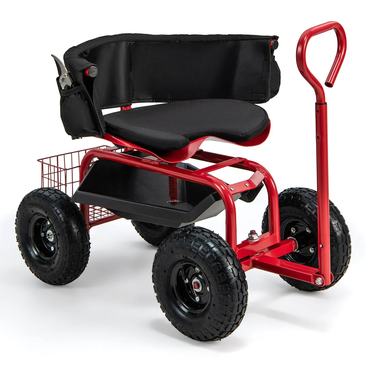 SlickBlue SlickBlue Cushioned Rolling Garden Cart Scooter Red 330 lbs — product photo