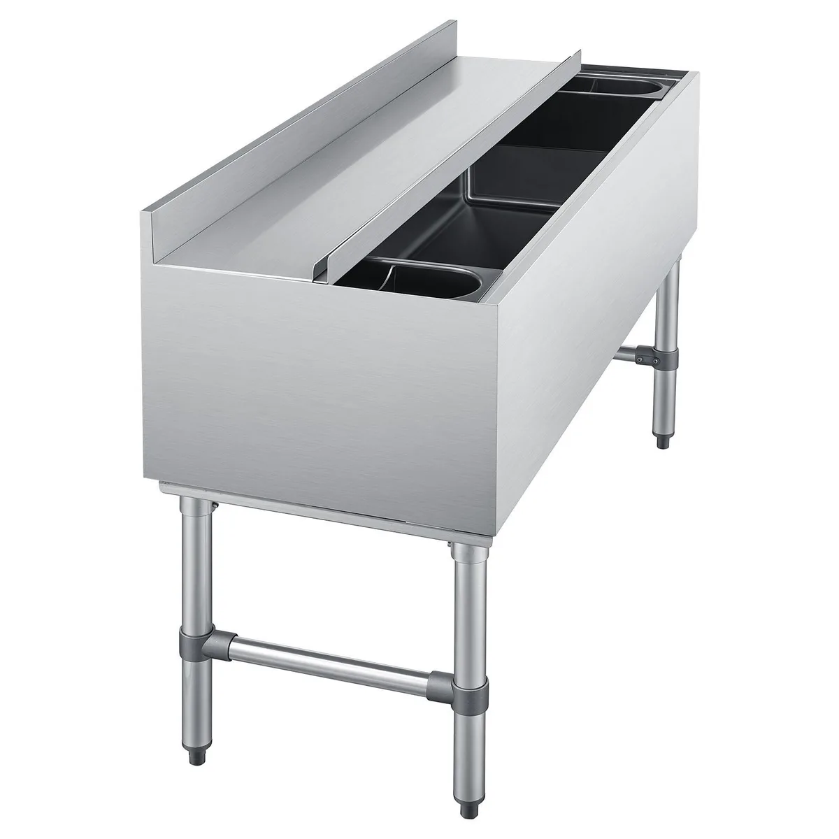 VEVOR VEVOR CIBT1948N Commercial Ice Bin 137.4 Qt 48 x 19 x 33 Inch Stainless Steel Sliding Lid — product photo
