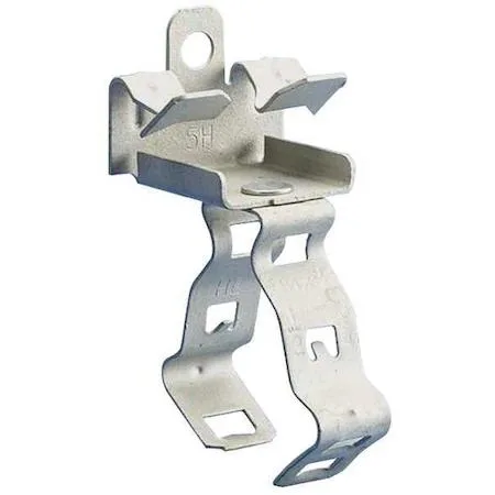 Steel conduit clip, zinc phosphate finish, hammer-on flange mount, rotates 360 degrees
