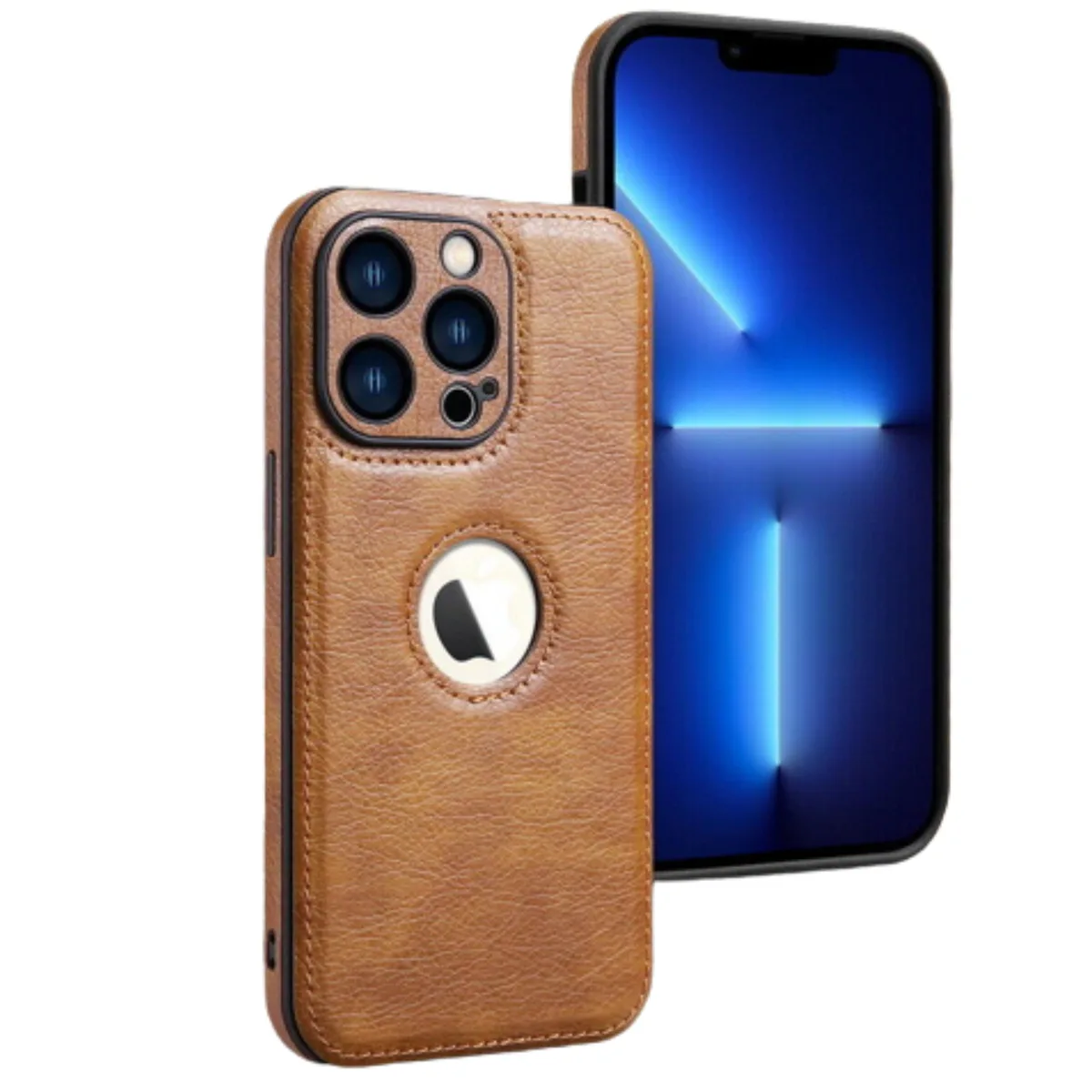 Ice Ice iPhone 14 Soft Slim Shockproof PU Leather Case Brown — product photo
