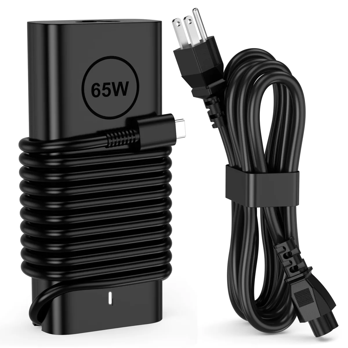 Black rectangular USB-C power adapter with 9ft cable