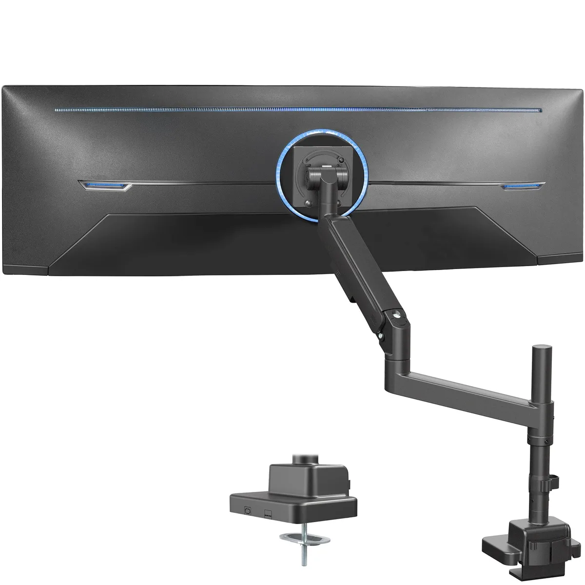 VIVO VIVO Black Heavy Duty Pneumatic Single Ultrawide Monitor Arm Desk Mount — product photo