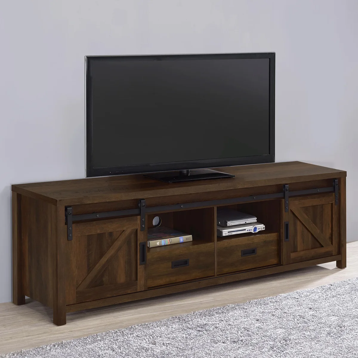 tuphen tuphen Madra Dark Pine 2-Door Engineered Wood TV Stand — product photo